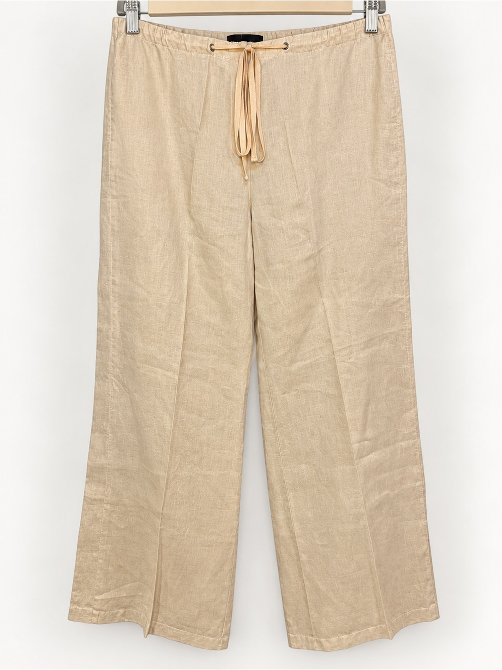 Moda International 100% Linen Wide Leg Pants Size 16 Beige NWOT Tall Resort